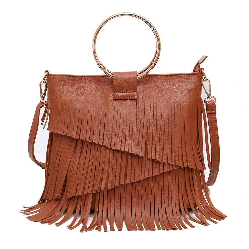 Iron Portable Irregular Tassel Bag