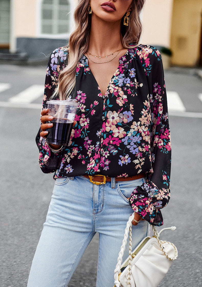 Women's Lightweight Chiffon Print Shirt