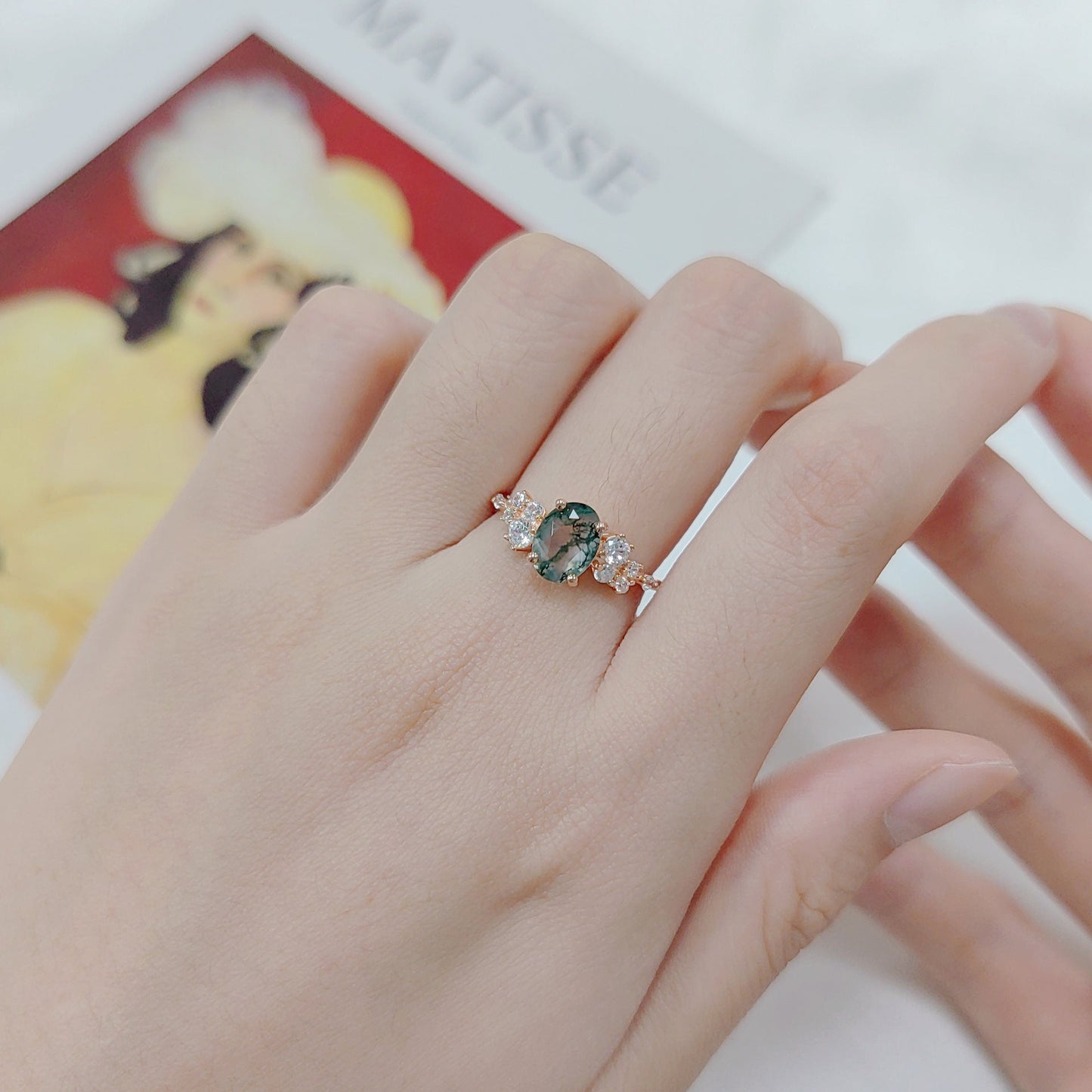 S925 Silver Rose Gemstone Ring