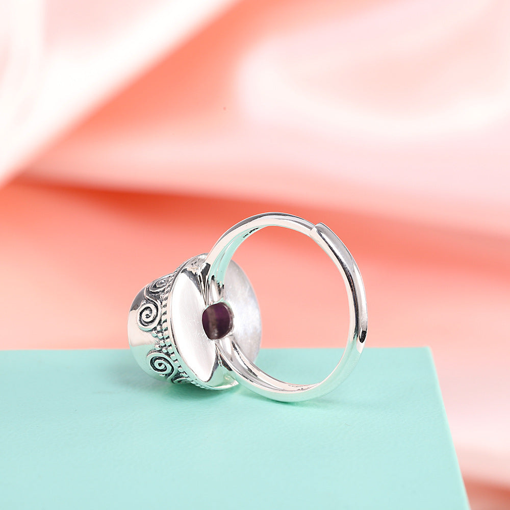 S925 Silver Inlaid Crystal Ring