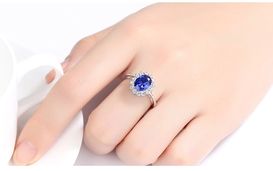 S925 Silver Royal blue ring