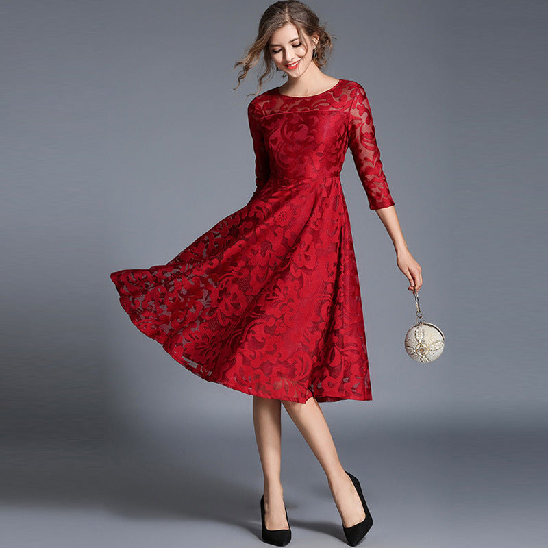Elegant Lace Big Skirt Dress