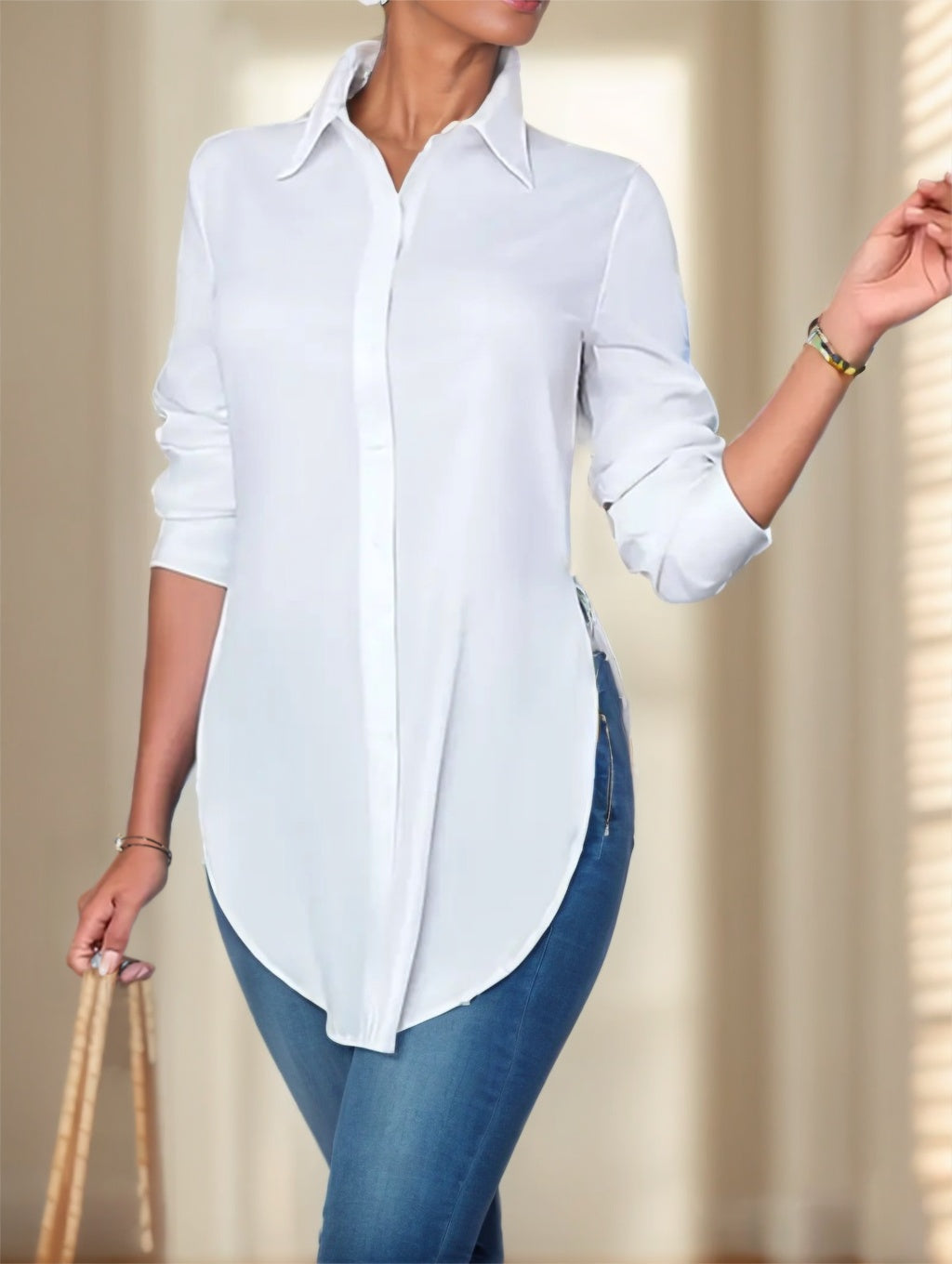 Split Front Button Shirt