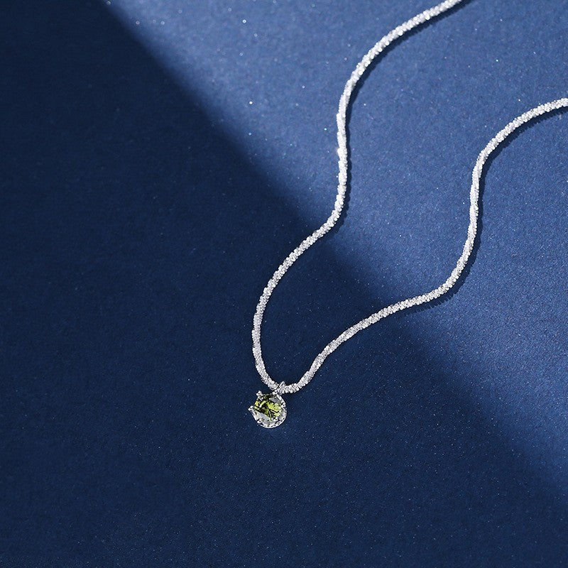 S925 Silver Olive Green Zirconia Collar