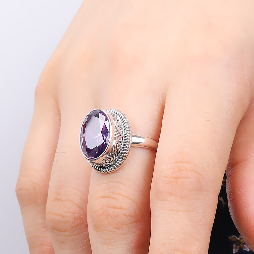 S925 Silver Inlaid Crystal Ring