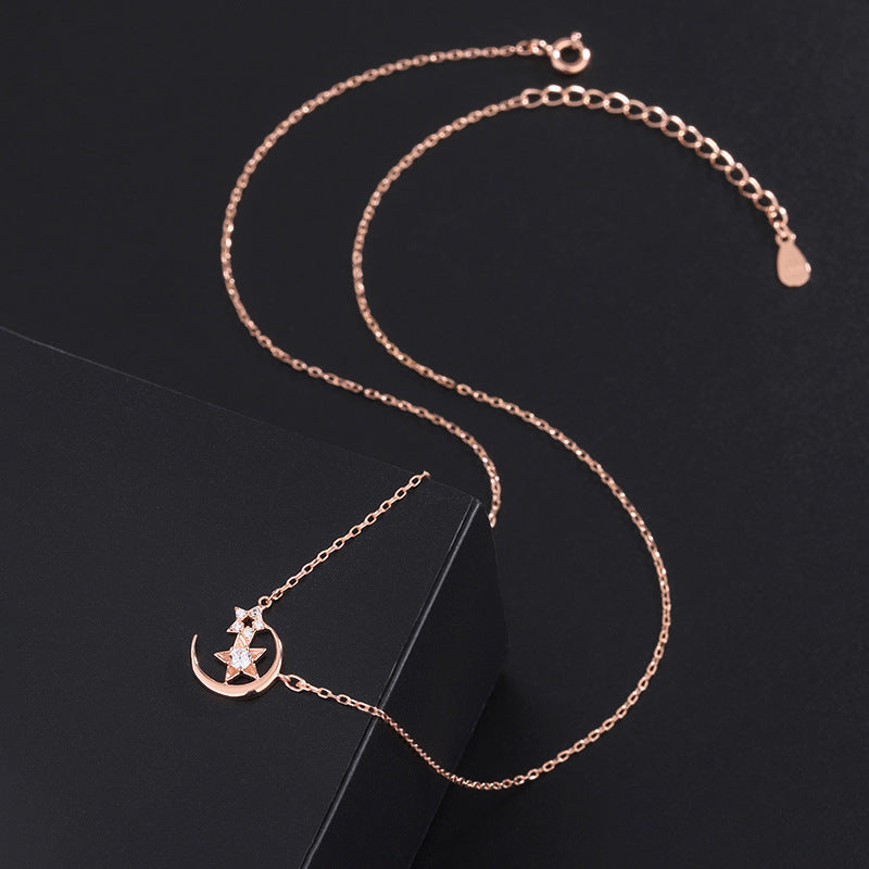Sterling Silver Star & Moon Necklace