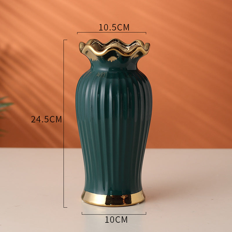 Gold Lotus Leaf Ceramic Vase