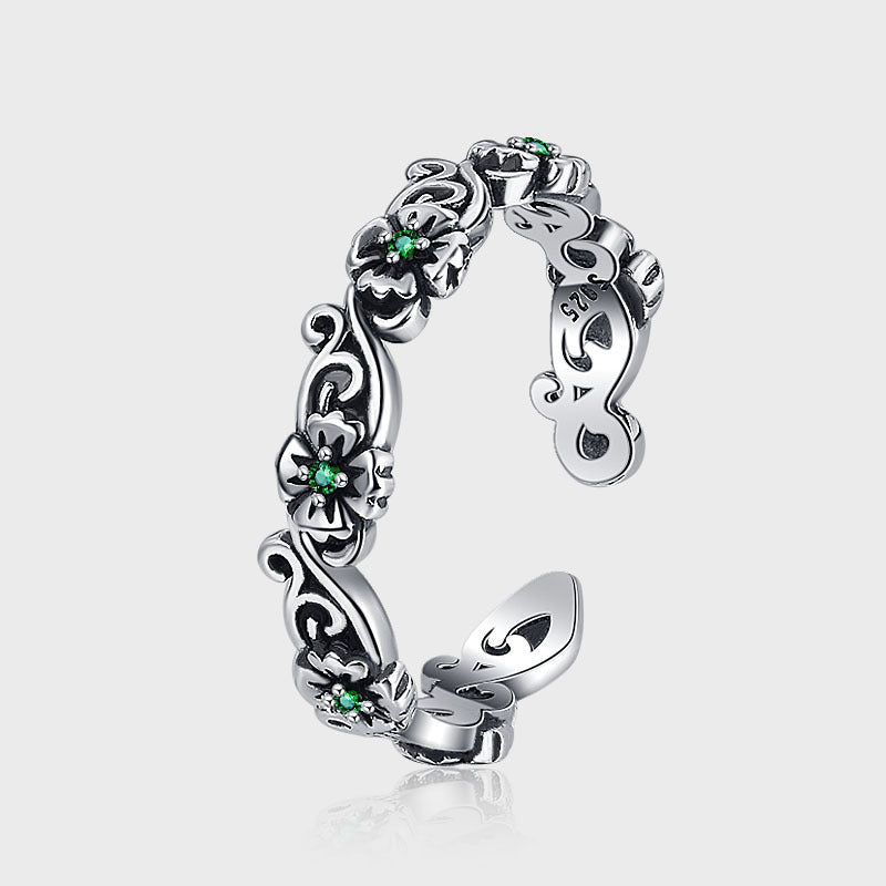S925 Silver Rose Retro Ring