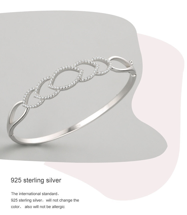 S925 Silver Hollow Bracelet Women's