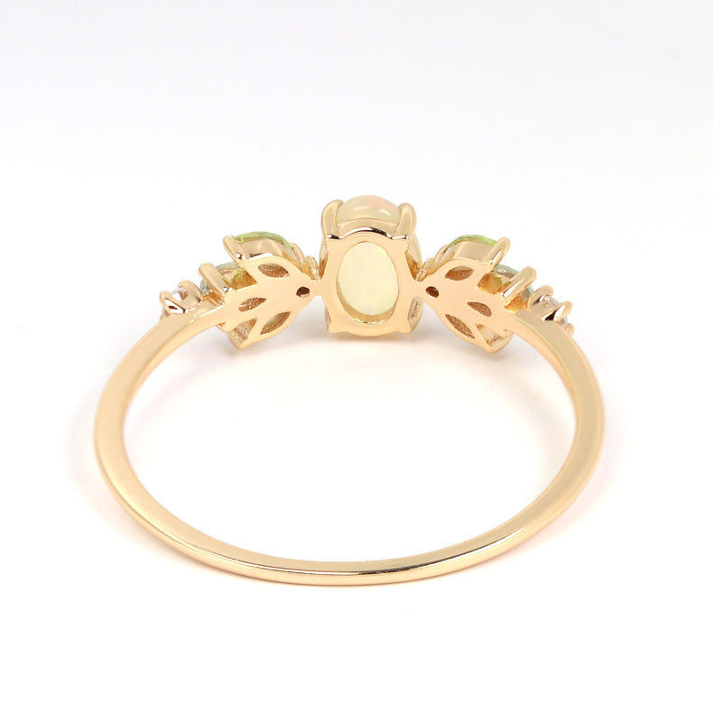 S925 Silver Olivine Aobao Ring