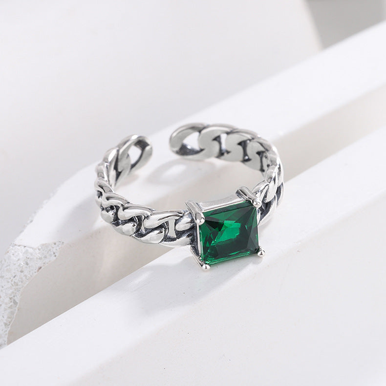 S925 Silver Emerald Ring