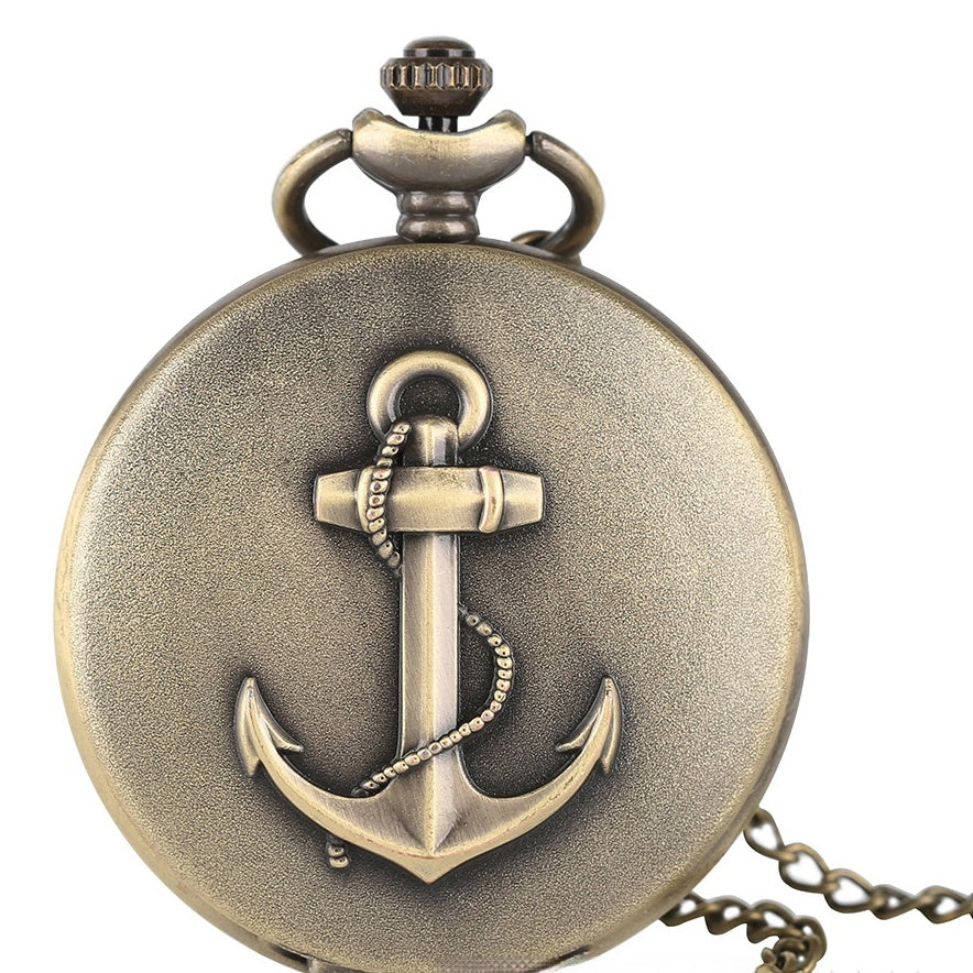Retro Bronze Anchor Pocket Watch
