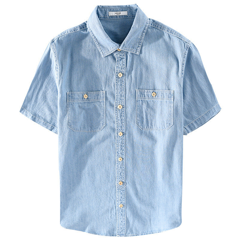 Denim Short-sleeve Shirt Simple