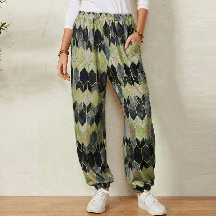 Women's High Waist Retro Trousers