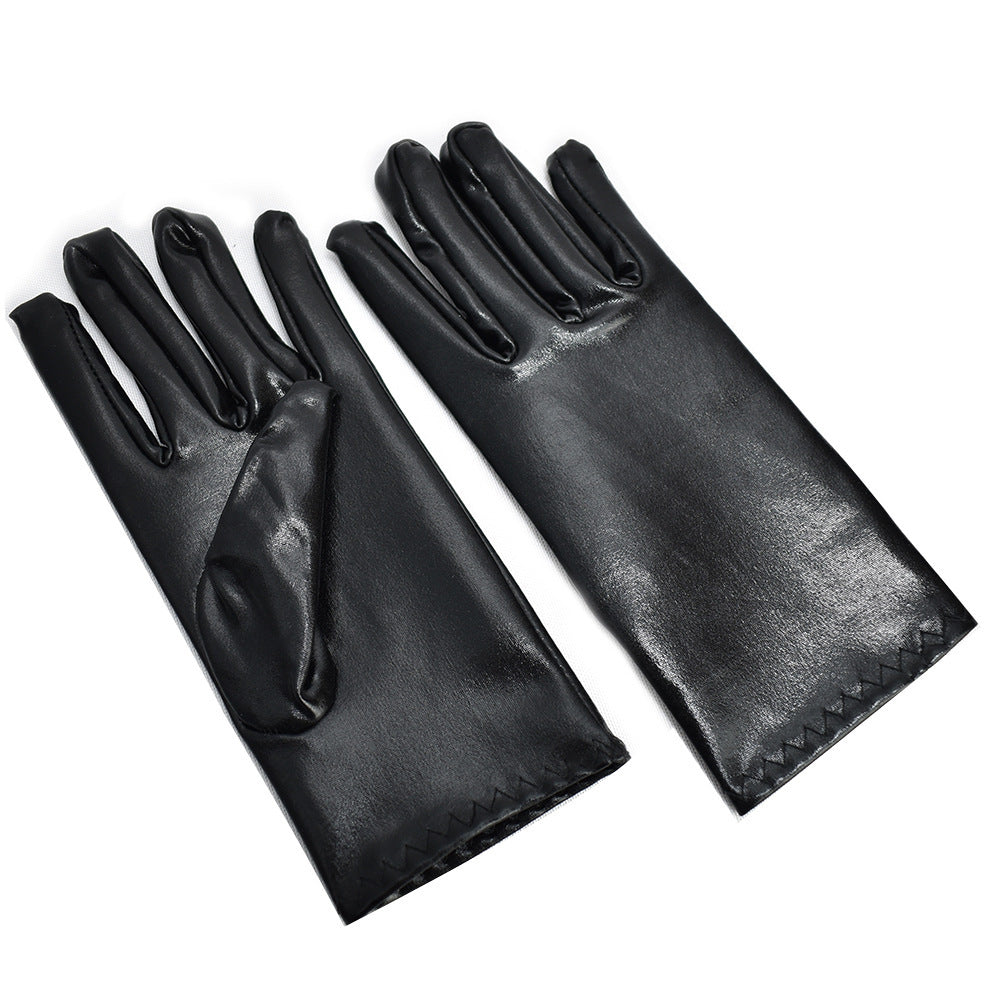 Women’s Short Punk Leather Gloves