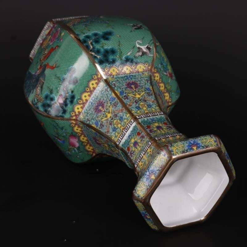 Enamel Hexagonal Porcelain Vase