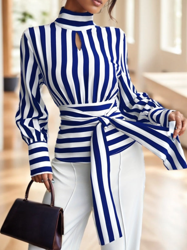 Elegant Long Sleeve Stripe