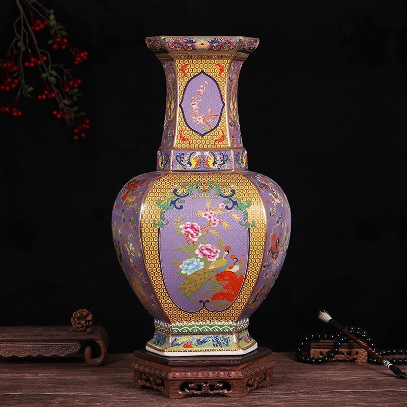 Enamel Hexagonal Porcelain Vase