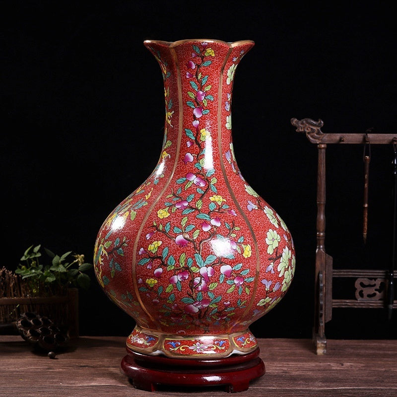 Enamel Hexagonal Porcelain Vase