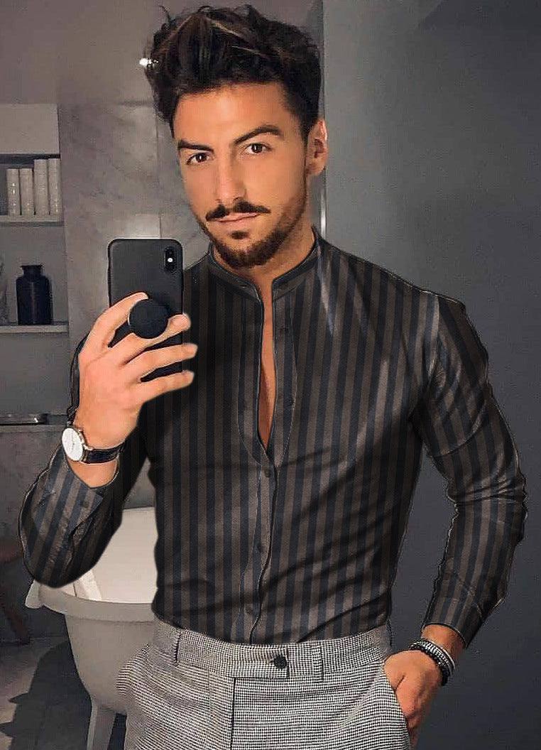 Men's Casual Long Sleeve Floral Shirt