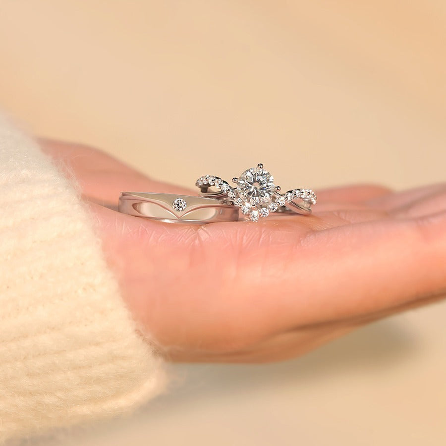 Crown Moissanite S925 Couple Rings