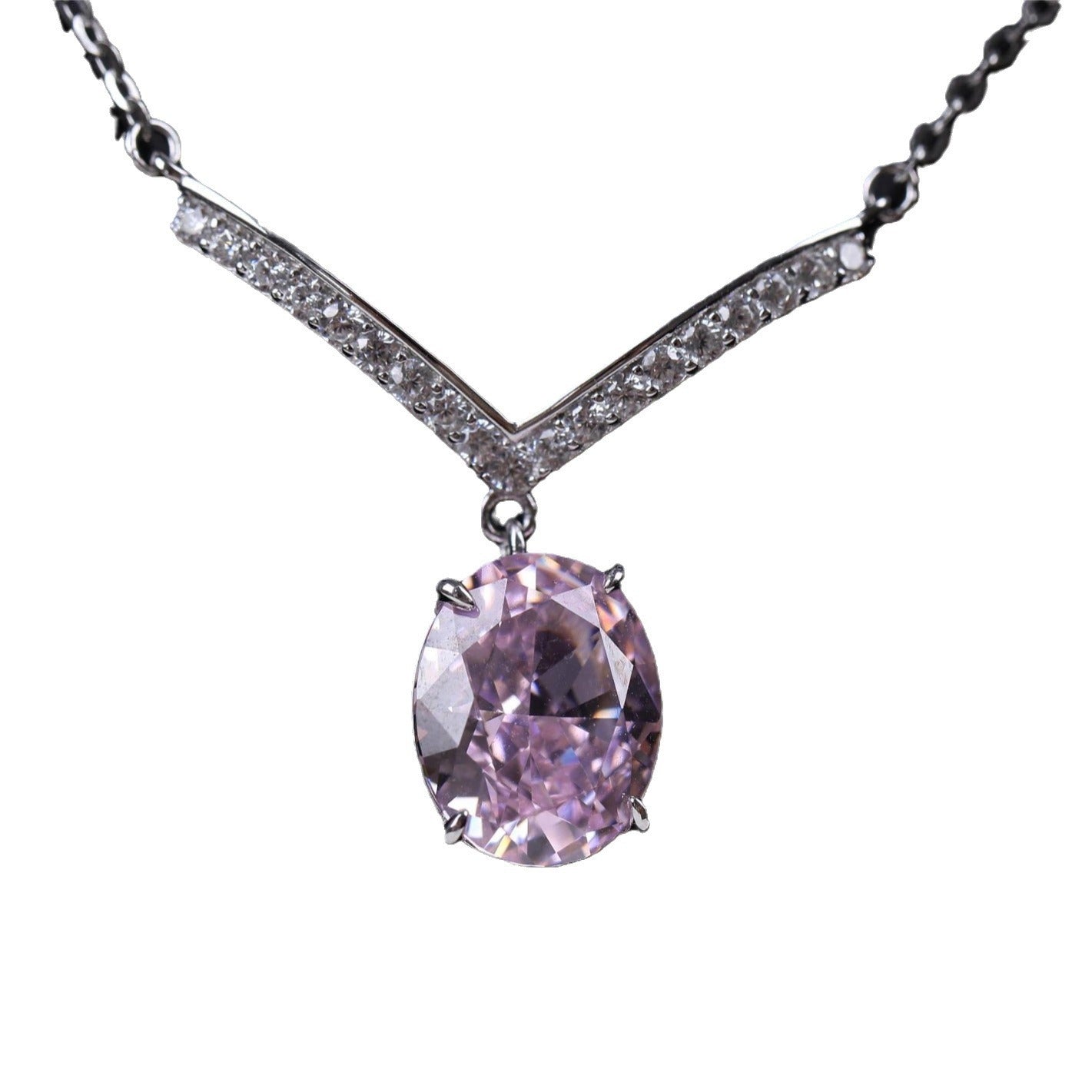 S925 Silver Ice Flower Dimond Pendant Necklace