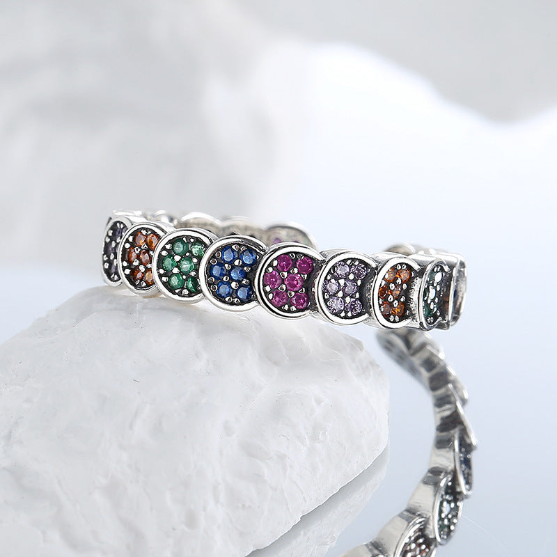 S925 Silver Color Diamond Retro Ring