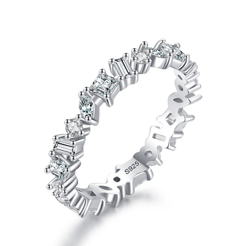 S925 Silver Irregular Diamond Ring