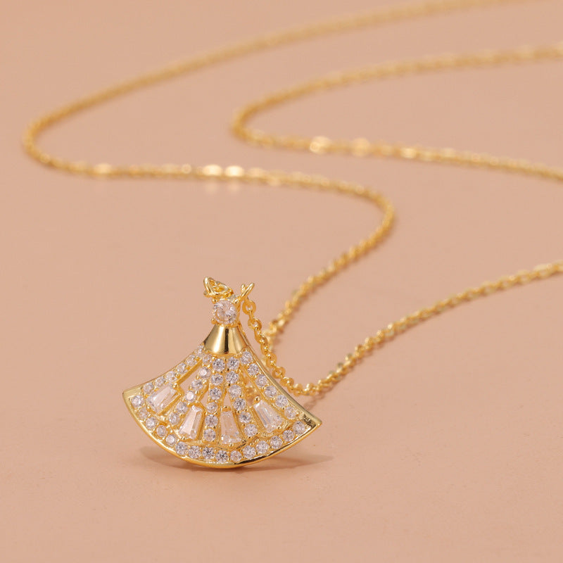 S925 Sterling Silver Skirt Necklace – Summer Light Luxury Design
