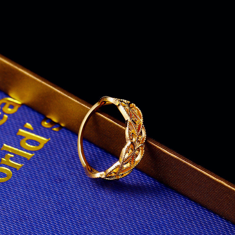 S925 Silver Gilded Hollow Lace Ring