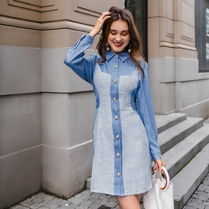 Autumn Blue Stitch Dress