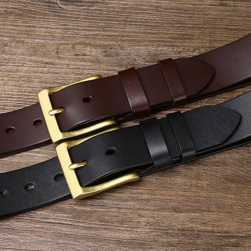 Men's Leather Pin Buckle Cowhide Belt
