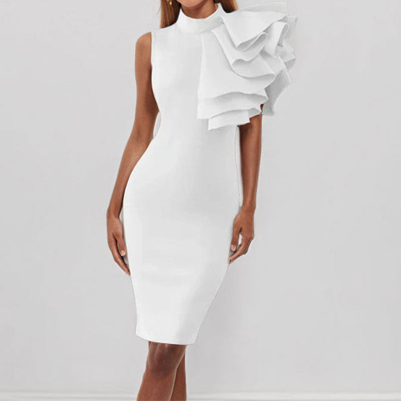 Elegant Lotus Waist Dress
