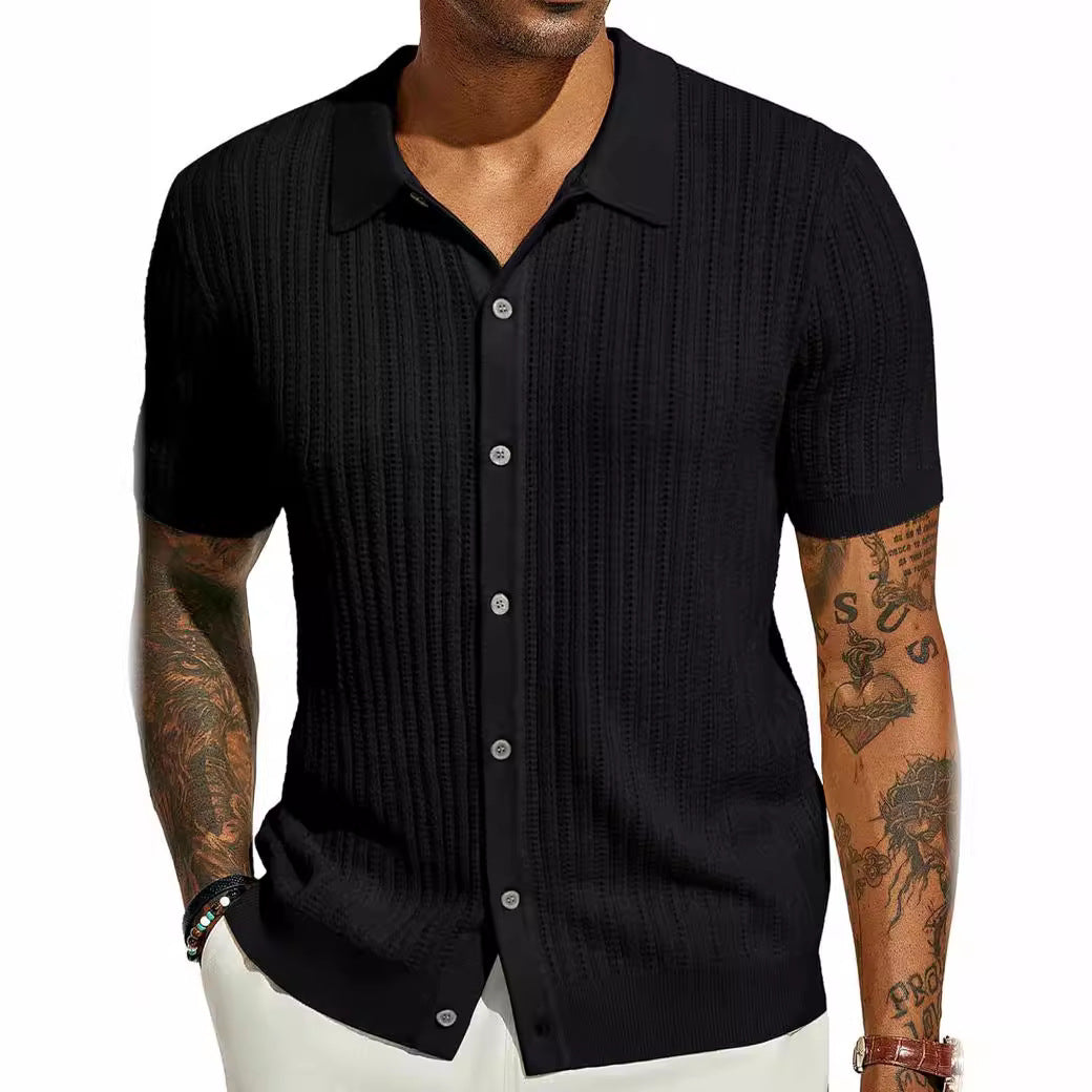 Summer Knit Men's Lapel Shirt