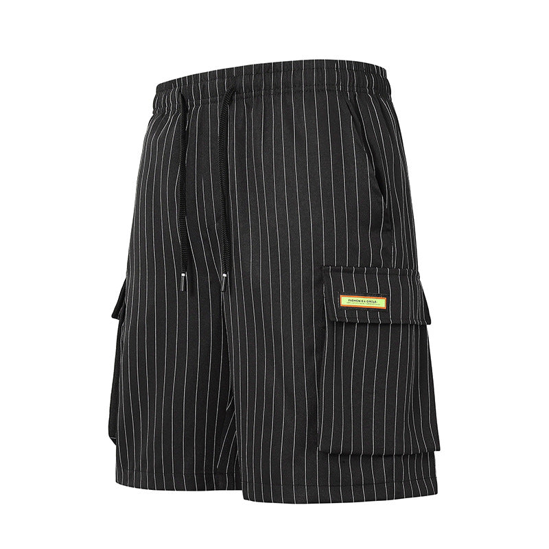 Summer Striped Men’s Loose Straight Beach Shorts