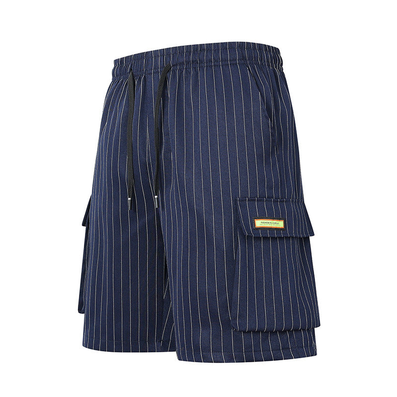 Summer Striped Men’s Loose Straight Beach Shorts