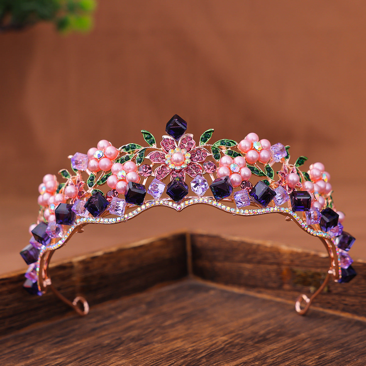 Retro Purple Crystal Princess Crown