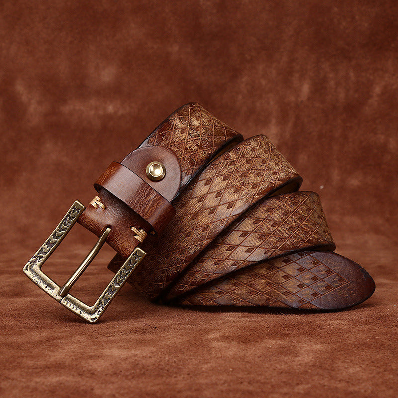 Men’s Diamond Carved Denim Belt