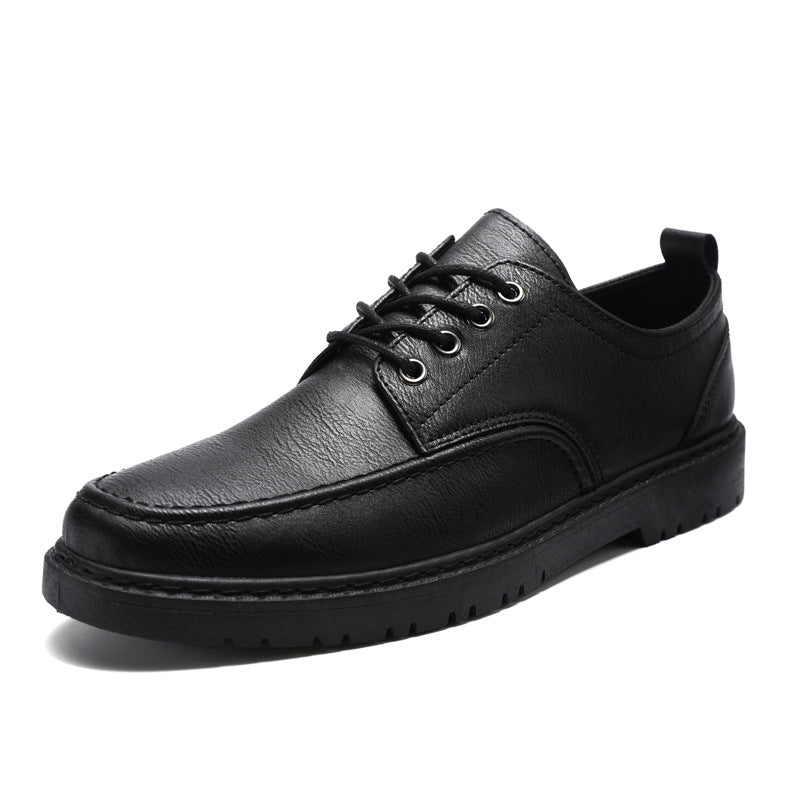 Plus Size British Black Lace-Up Leather Shoes