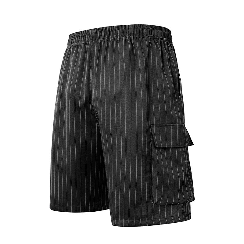 Summer Striped Men’s Loose Straight Beach Shorts