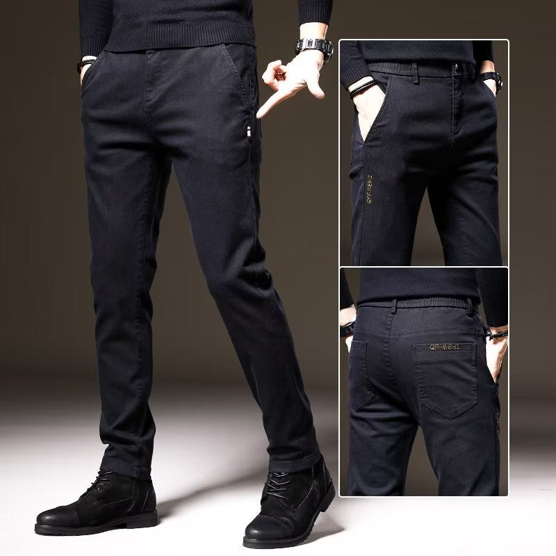 Men's Straight Business Thick Trousers