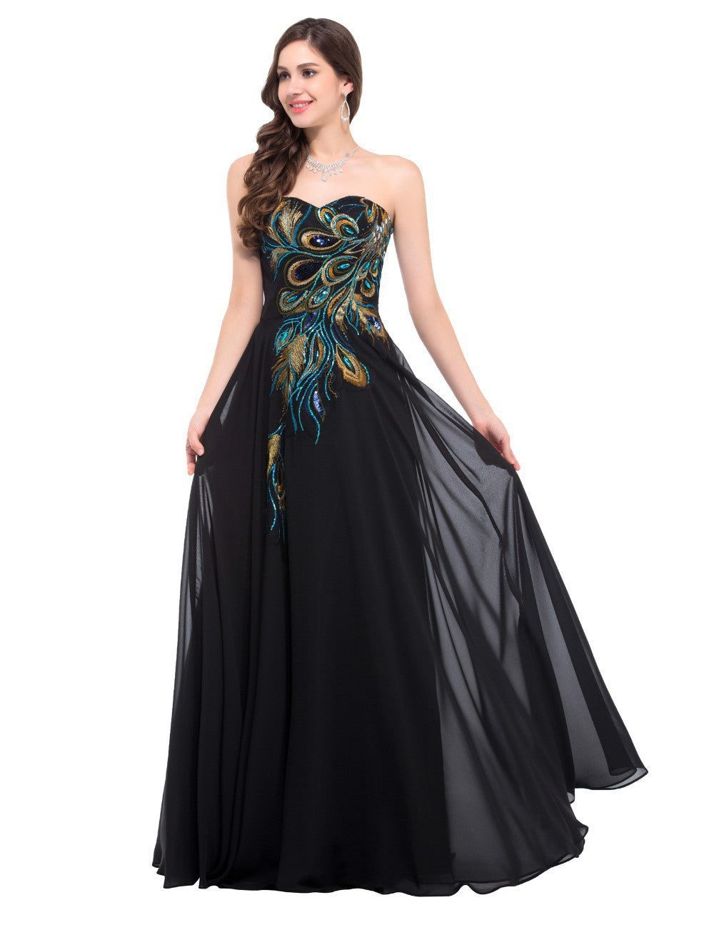 Peacock Embroidered Dress
