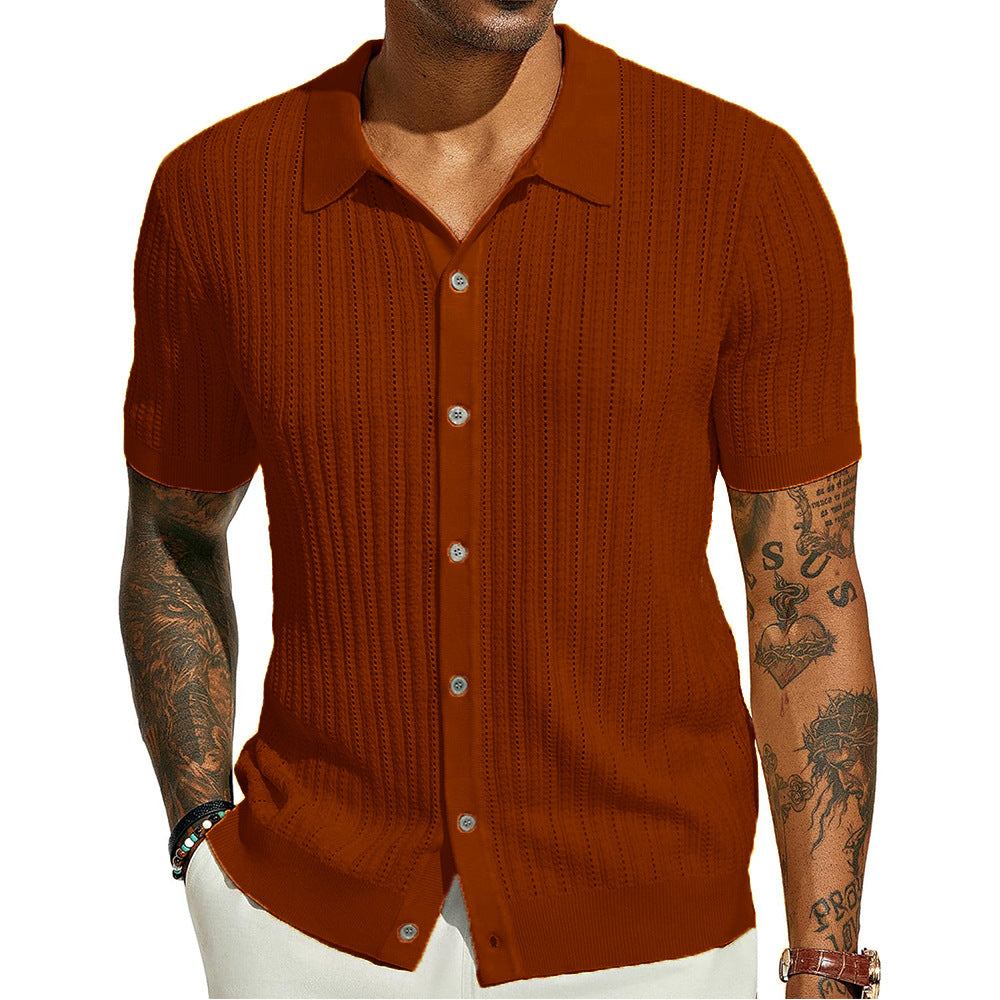 Summer Knit Men's Lapel Shirt