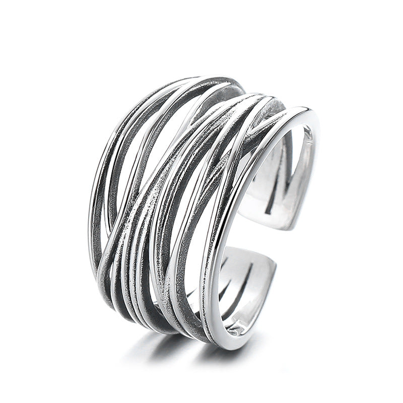 S925 Silver Vintage Distressed Cross Ring
