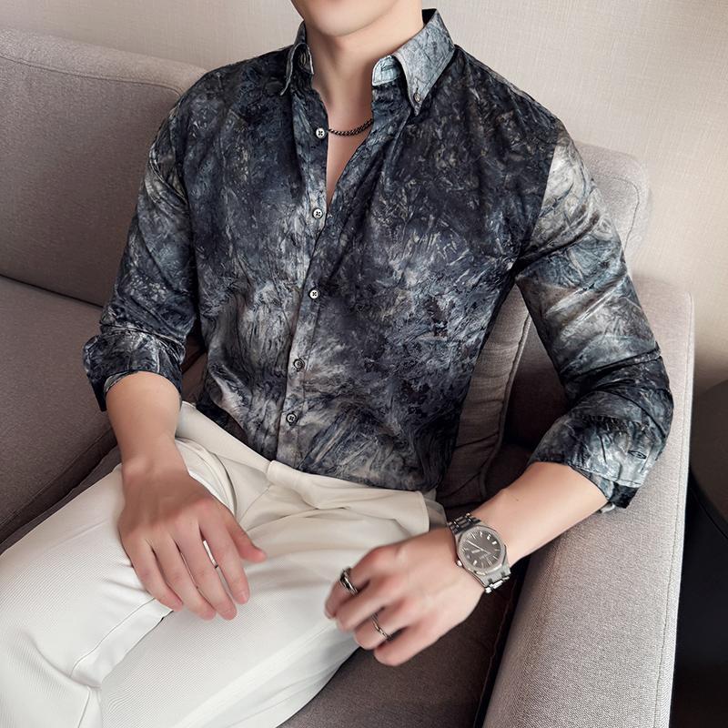 Men’s Tie-dye Slim Long Sleeve Shirt