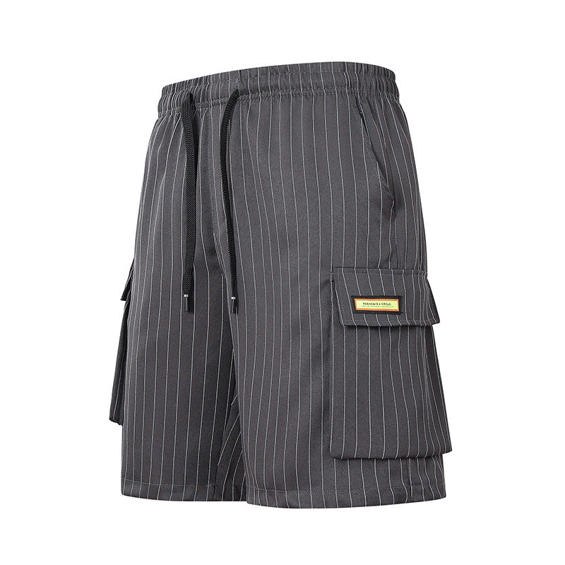 Summer Striped Men’s Loose Straight Beach Shorts