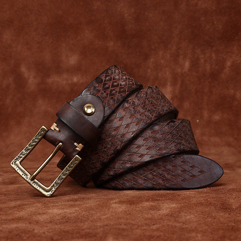 Men’s Diamond Carved Denim Belt