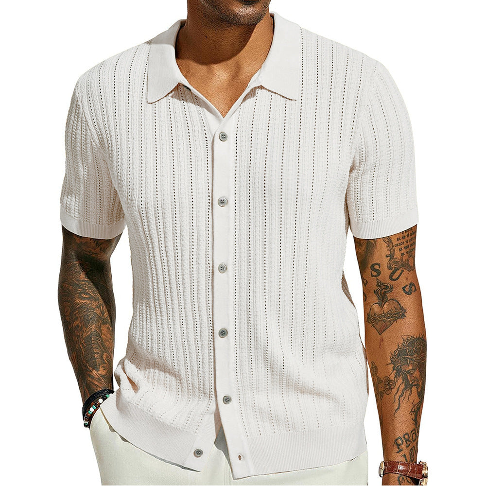 Summer Knit Men's Lapel Shirt