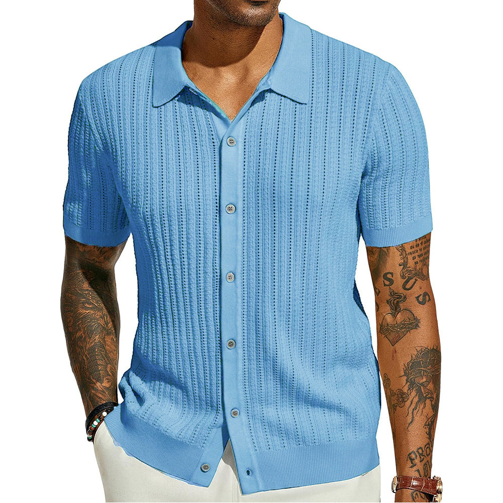 Summer Knit Men's Lapel Shirt