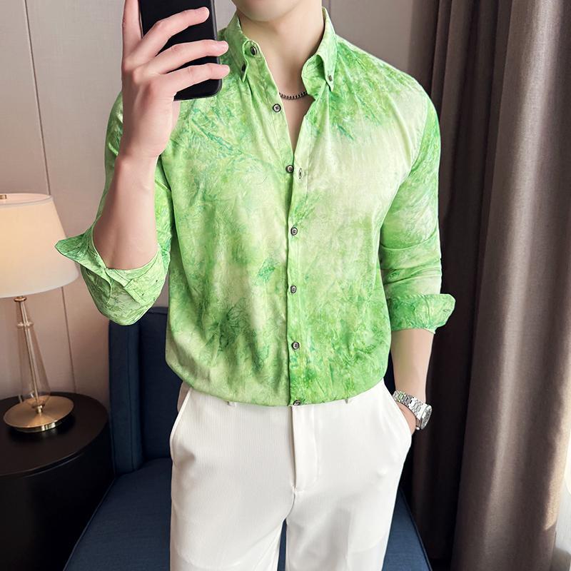 Men’s Tie-dye Slim Long Sleeve Shirt